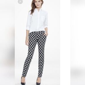 Express Columnist High Rise Crop Pants Black White Print  2R